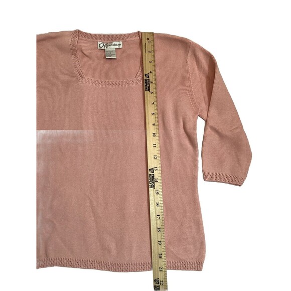 DRESSBARN True Pink Cotten Blend Delicate Pull Over Sweater 3/4 Sleeve Sz Small - Picture 4 of 11